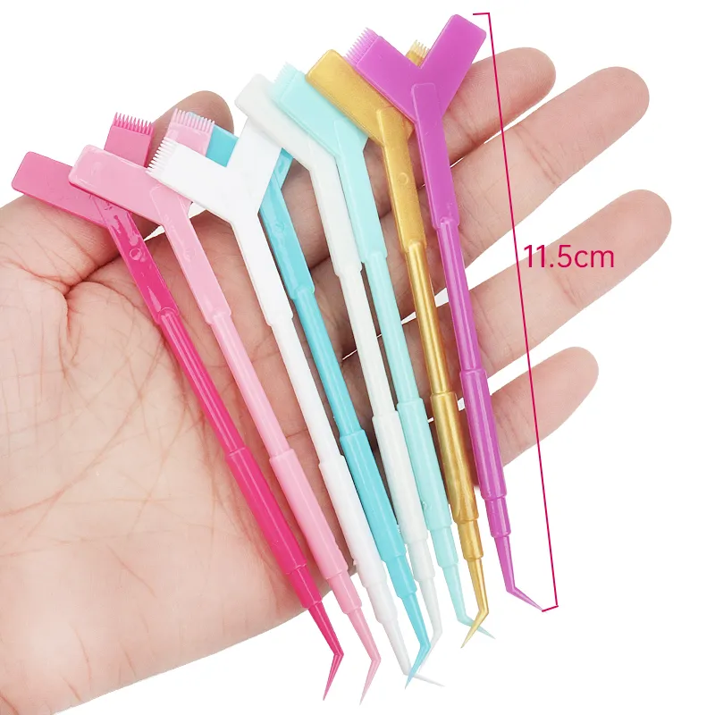 10Pcs Wiederverwendbare Kunststoff Wimpern Dauerwelle Stick Tool Wimpern Verlängerung Y Form Kamm Lash Lifting Curler Applikator Make-Up Pinsel — image 4