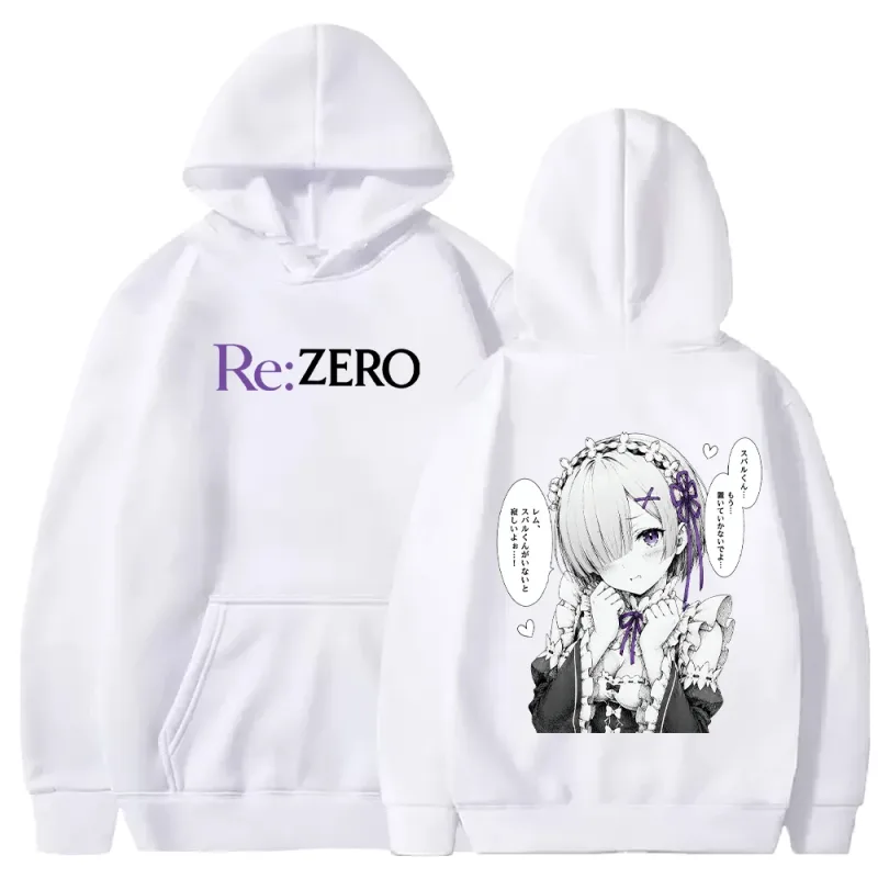 Rem Manga Re:Zero Printed Hoodies Fashion Harajuku Streetwear Men Women Clothing Fall Long Sleeve Casual Fleece Hooded Pullover