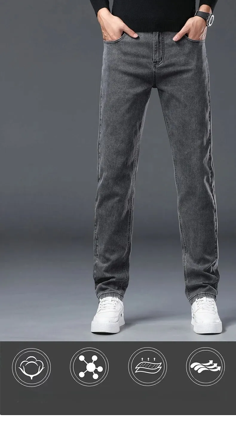 Men's New Stretch Straight Jeans Business Versatile Trendy Youth Casual Regular Long Pants for Spring Autumn Male Denim Trousers — image 8
