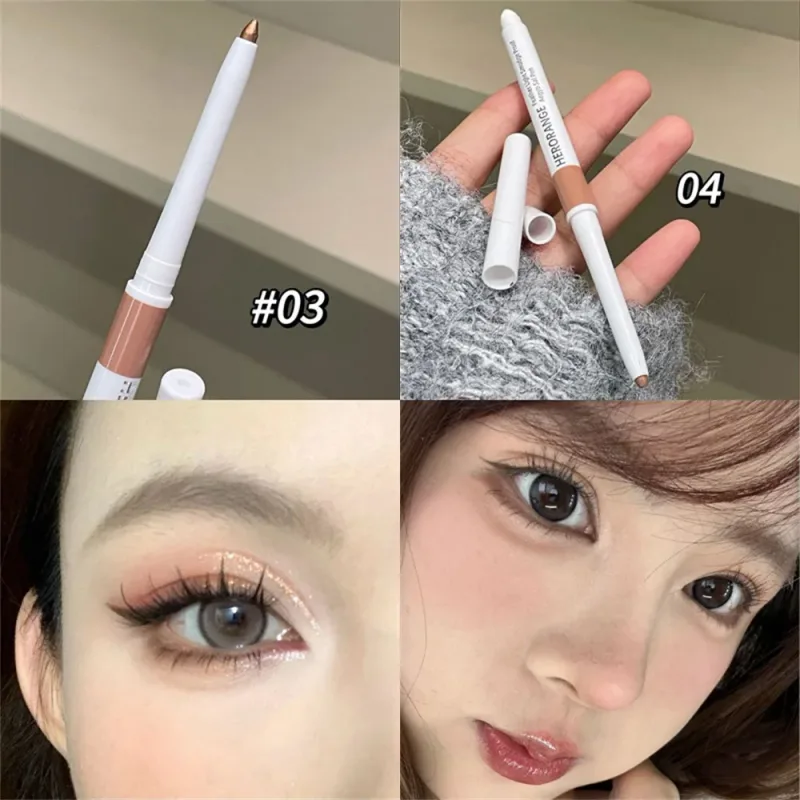 Double-ended Ultra-fine Gel Eyeliner Pencil Pink Brown Under Highlighter Pen Waterproof Matte Aegyosal Lying Silkworm Eye Makeup