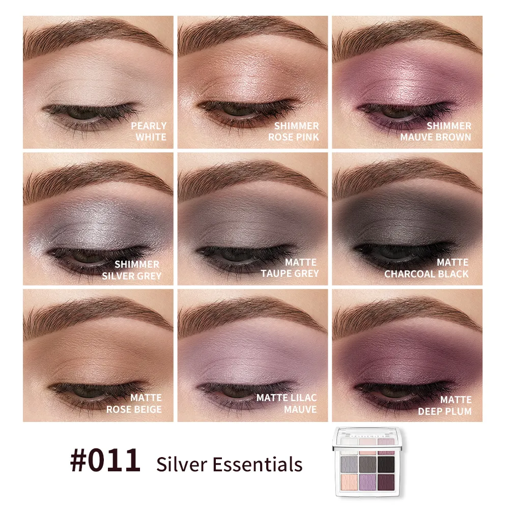 9 Shade Eyeshadow Palette Black Swan Smoky with 3 Brushes Waterproof Matte Highlighter for Halloween Eye Makeup — image 5