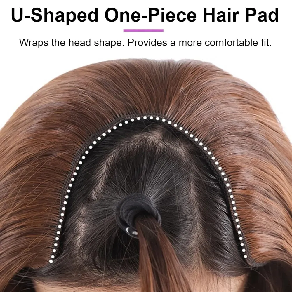 20 ซม./30 ซม.ที่มองไม่เห็นตรง U-Shape Part วิกผม Pad Hairpiece สำหรับผู้หญิง One Piece คลิป-in Hair EXTENSION เพิ่มผมวิกผม — image 3