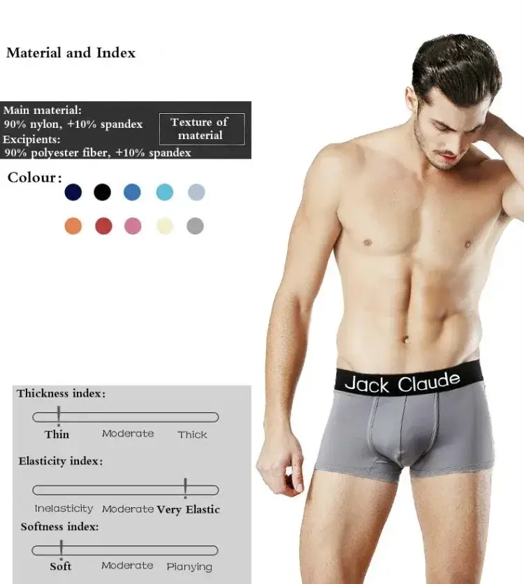 5Pcs/Men's Underwear Men Short Antibacterial Comfortable Sexy Boxer 3D Large Pouch Casual Solid Color Underwear Boxer MenPanties — image 3