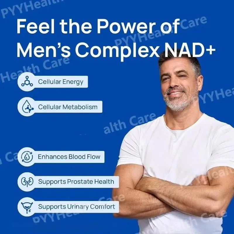 NAD+ Men’s Complex with L-Arginine CoQ10 & Resveratrol – Daily Energy Antioxidant & Wellness Support Vegan Non-GMO 60 Capsules