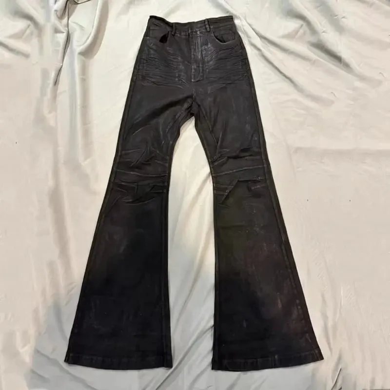 American Retro Heavy Industry High Street Coated Micro-Flared Jeans for Men Black Gothic Vintage Casual Loose Jeans Autumn New — image 5