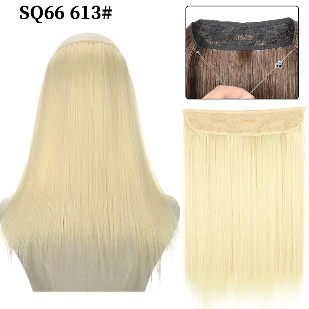 16/22inch Invisible Wire Hair Extensions Headband Adjustable Size Natural Long Straight Hairpiece Synthetic Hair Piece for Women