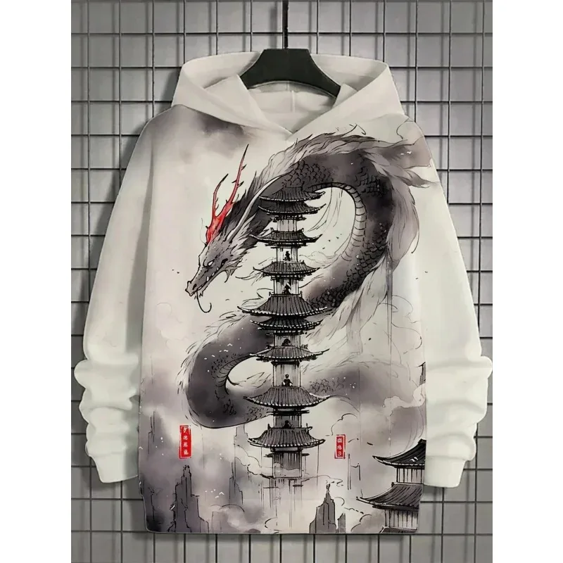 3D Printed Waves Noodles Hoodie For Men Cool Wolf Pattern Long Sleeve Tops Casual Sweatshirt Harajuku Pullover Loose Hoodies — image 2
