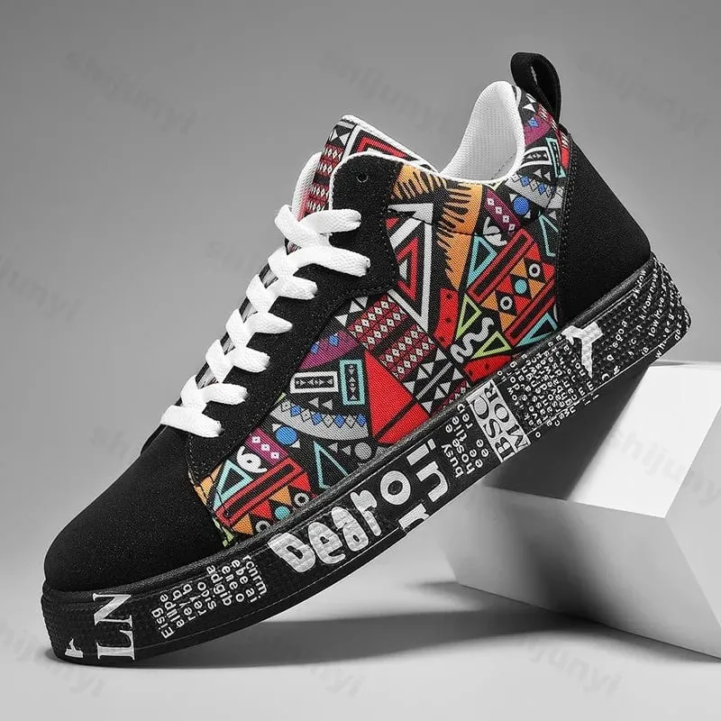 Mens Casual Sport Shoes 2025 Autumn Fashion Comfort Non Slip Casual Sneakers Platform Outdoor Running Shoes Graffiti Board Shoes — image 2