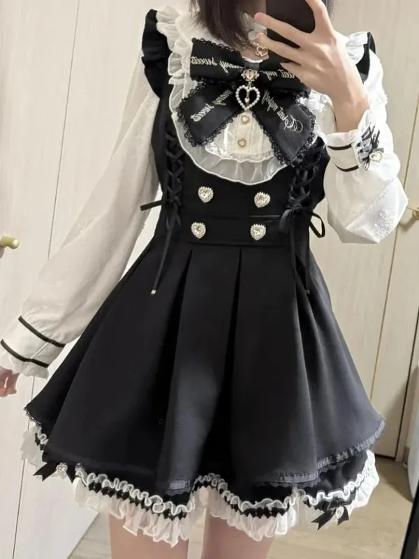 Gothic Vintage Lace Y2k Mini Dress Women Design Streetwear Black Lolita Slim Dress Long Sleeve Elegant Dress Spicy Girls — image 9