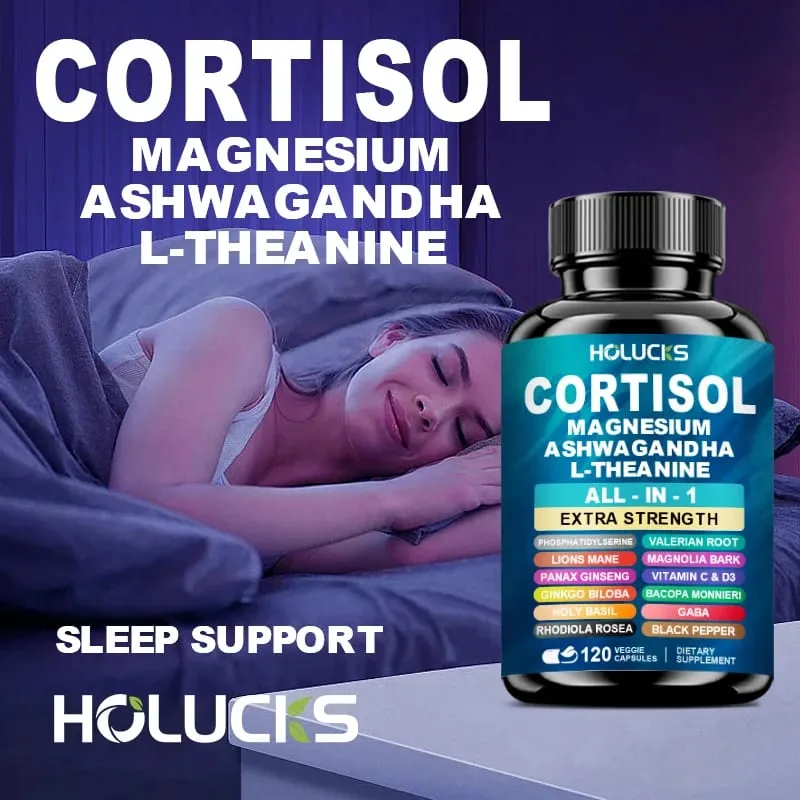 Advanced Cortisol Supplement with Vitamin D3 for Stress Management & Mood Anxiety Relief & Sleep Quality Overall Wellbeing