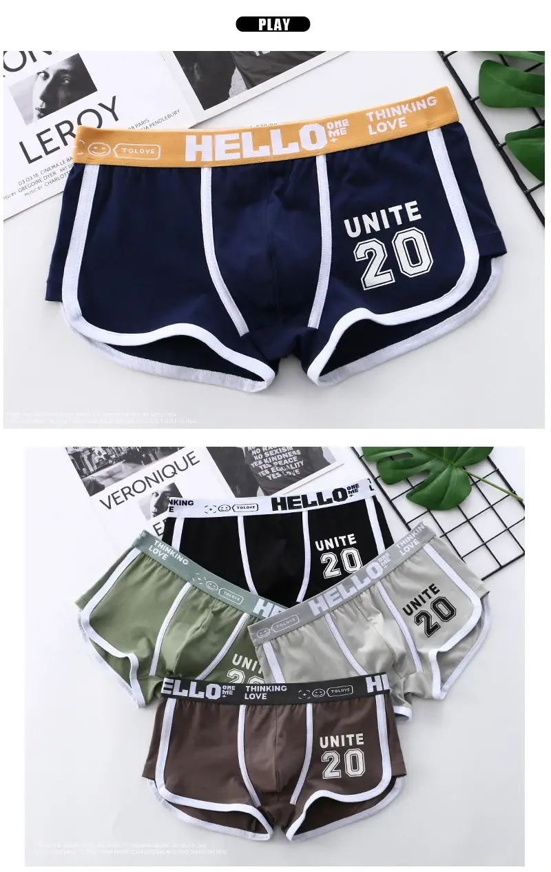 1/3 Quần Lót Nam Thể Thao Quần Lót Boxer Cotton Quá Khổ Màu Trơn Thời Trang Trẻ Trung Thể Thao Quần Lót Nam Thoải Mái thoáng Khí — image 9