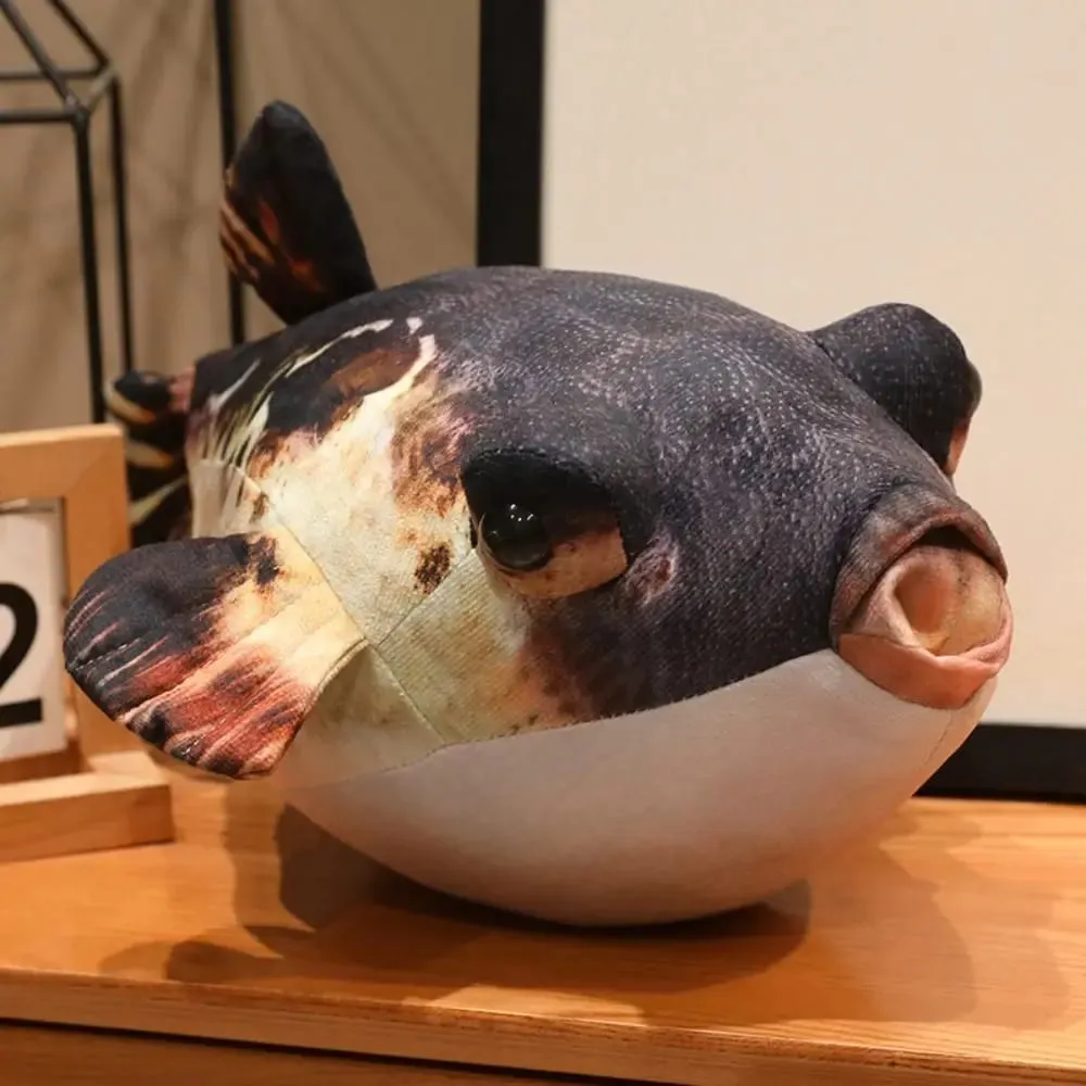 Gosedjur Simulering Puffer Fish Plyschleksakssoffa Dekorativ sovdocka Puffer Fish Plyschhänge Ryggkudde 20cm — image 2