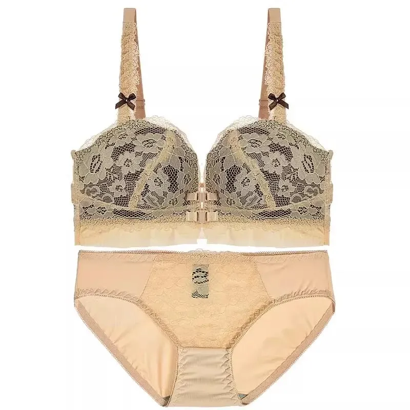 YUQI's Front Button Wireless Bra Set - Thickened Lift & Shape Anti-Sagging Seamless Lingerie for Women | Slimming & Sexy Design — image 2