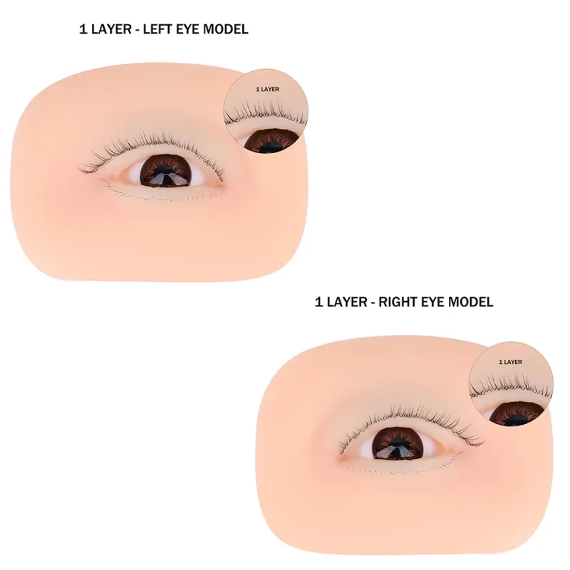 3 Layers Lashes Reusable Mannequin Eyes Eyelash Extension Eyes Model Doll Face Head Training Simulated Silicone Eye Makeup Tools