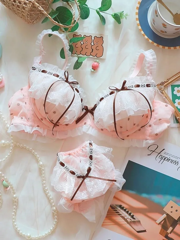 Japanese Style Cute Lace Bra Set with Underwire Light Push Up Support Sweet Sensual Look Teen Girls Autumn Winter Collection CA — image 5