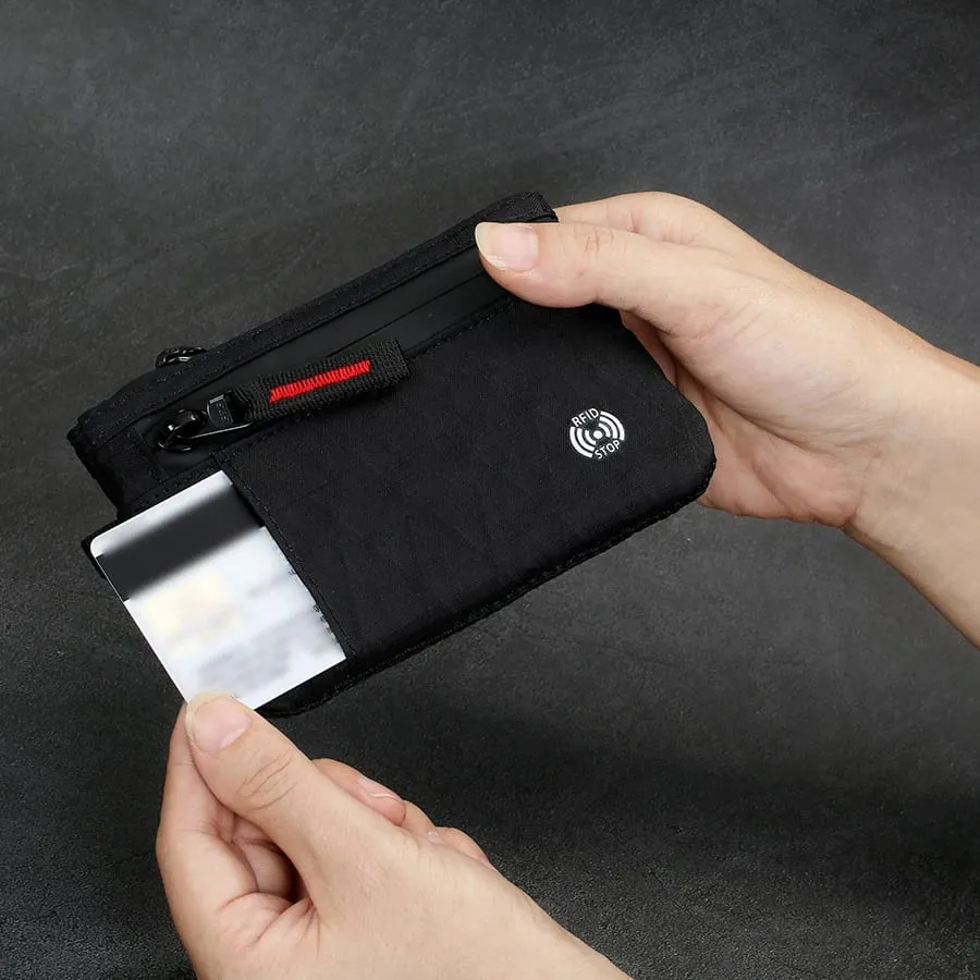 Luxury Rfid Credit Card Holder Anti Theft Slim Key Card Case with Carabiner Nylon Coin Purse Male Purse — image 1