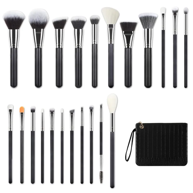 40/30/25/22Pcs Professional Makeup Brush Set with Crocodile Storage Bag Blush Highlight Eyeshadow Brushes for Daily Stage Makeup