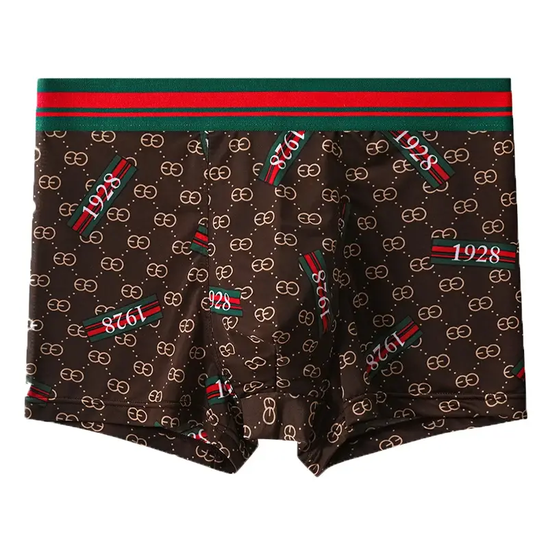 5PCS Ice Silk Men's Underwear Thin Ice Breathable Trendy Light Luxury Men's Underpants Fashion Mid Waist Loose Men Boxer Shorts