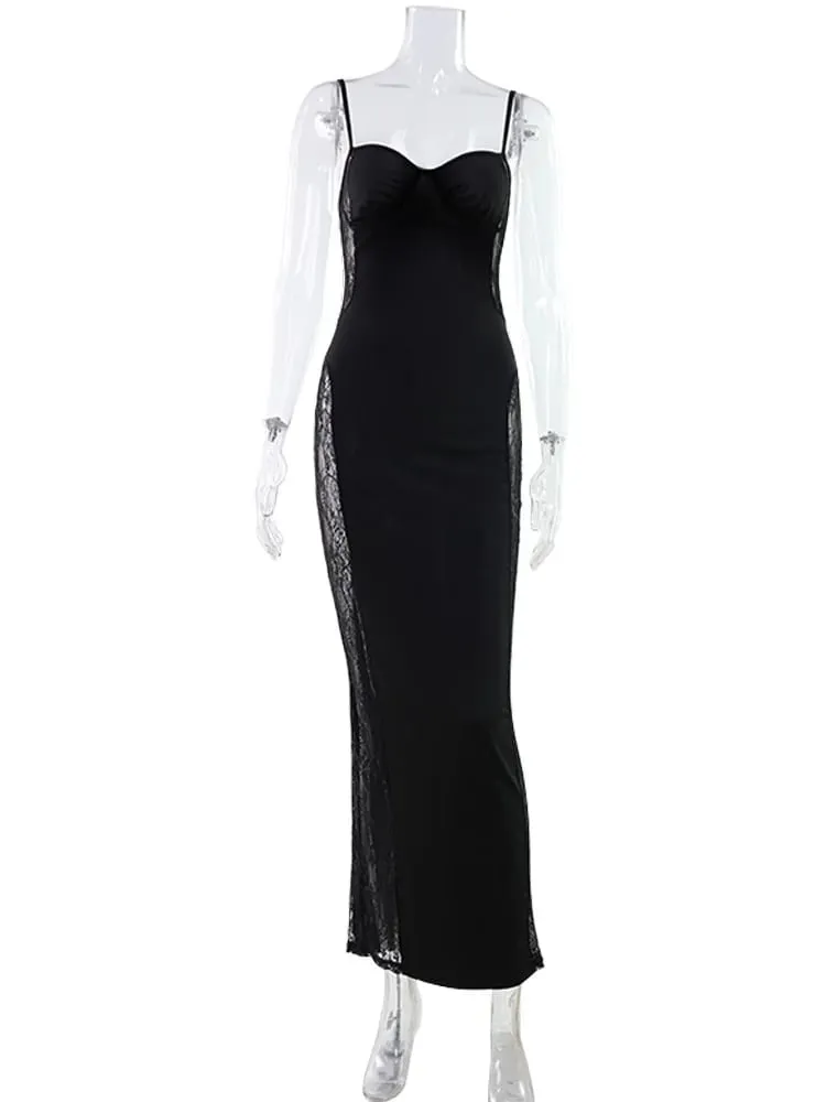 Krajka Patchwork Košilky Pevné dělené Dámské Šaty Bokovní Pochva Módní Elegantní Party oblečení Sexy Club Trendy Žena — image 6