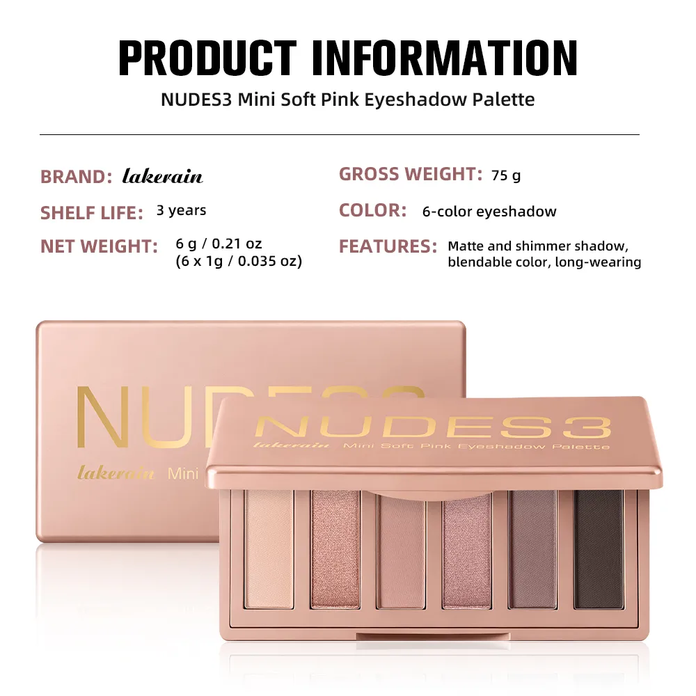 Soft Pink Eyeshadow Palette 6 Colors Matte Shimmer High Pigment Blendable Long Lasting Multi‑scene Eye Makeup Palette — image 6