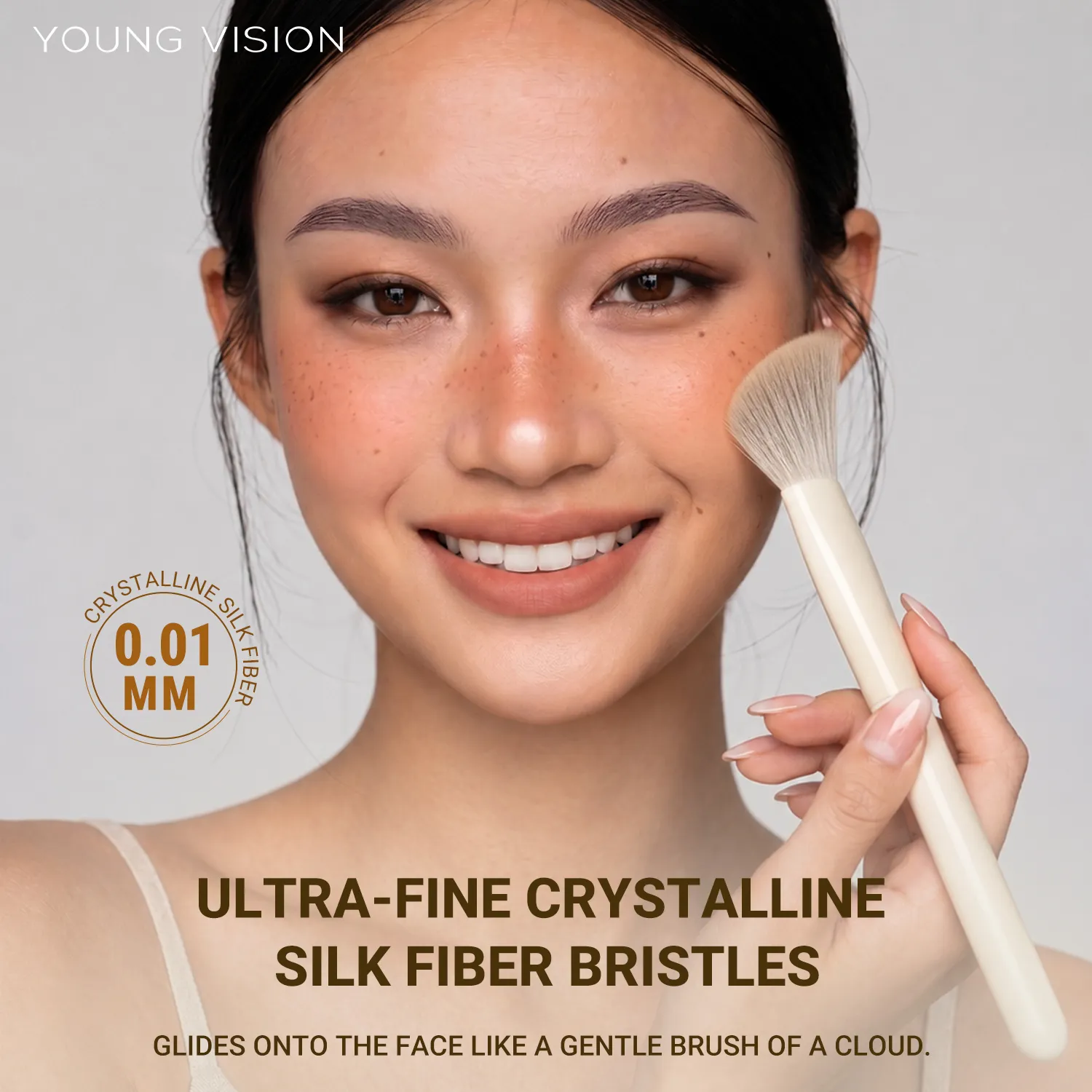 Make-up Brushes Beginner-Friendly Blush Brush with Birch Wood Handle – Soft Fluffy Face Powder Brush