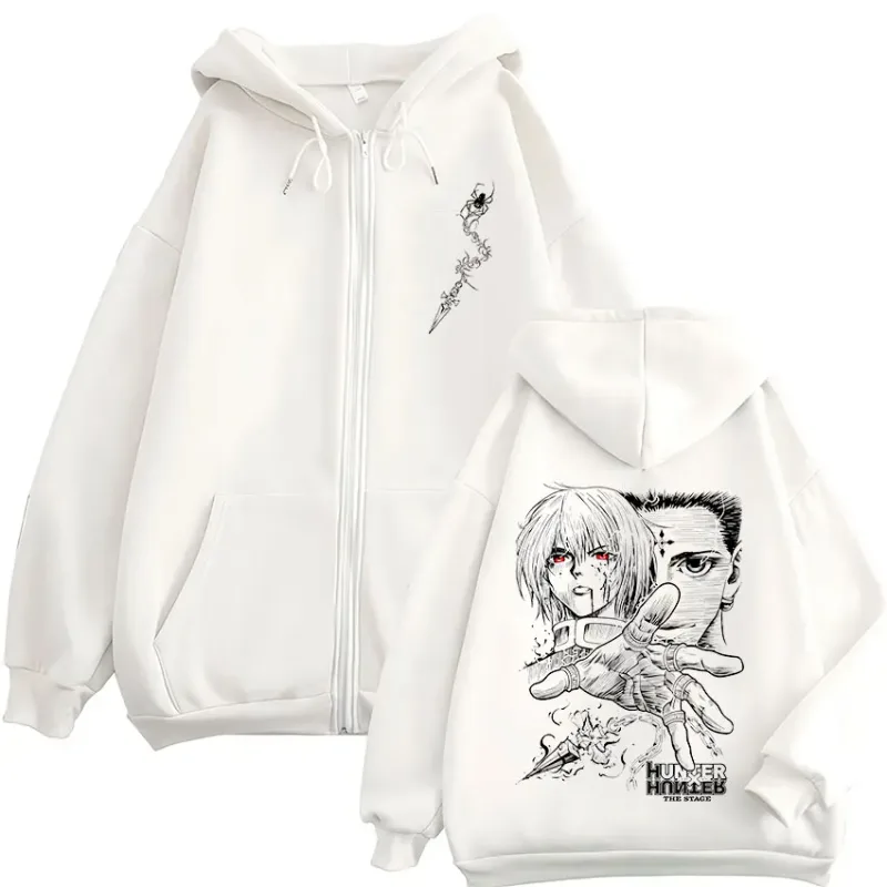 Anime Hunter X Hunter Kurapika Chrollo Lucilfer Zipper Hoodies Men Women Clothing Oversized Fleece Zip Up Hooded Sweatshirt Coat — image 3
