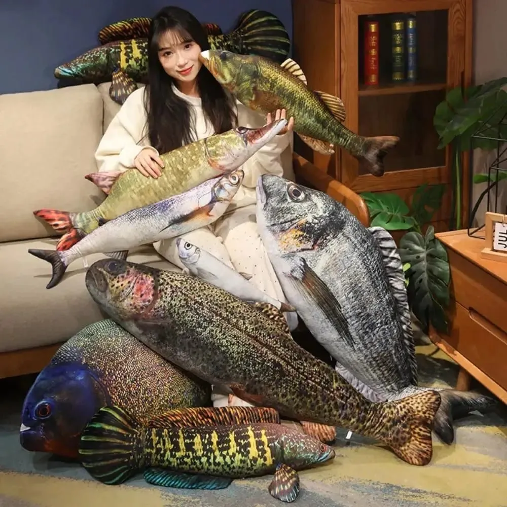 Sofa Cushion Perch Simulation Fish Pillow Stuffed Grouper Cartoon Fish Soft PP Cotton Fish Anime Pillow Gifts — image 2