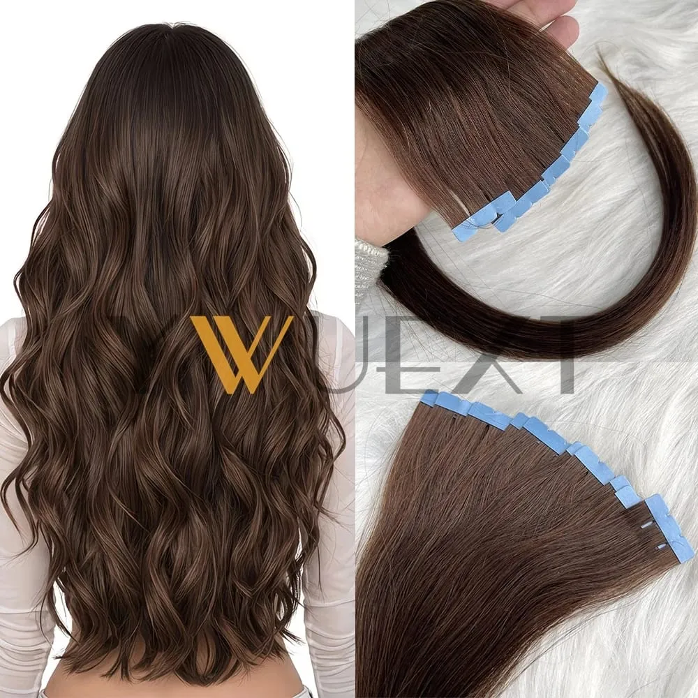Mini Tape In Human Hair Extensions 12"-20" Machine Remy Skin Weft Adhesive Tape Hair Natural Black Brown Blonde Tape Ons 10pcs — image 10