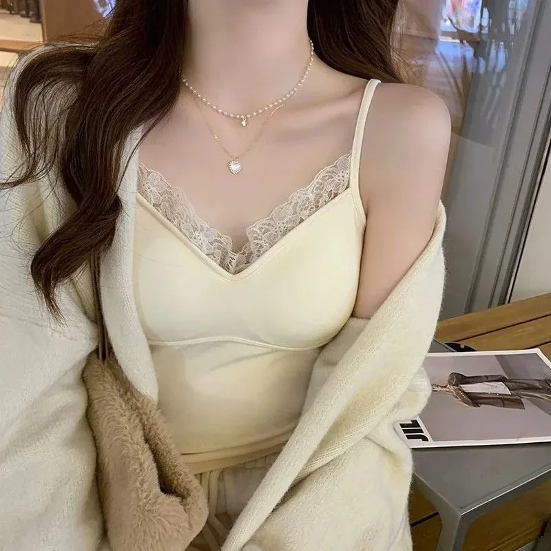 Spetslinne Kvinnor Söt Camis Sexig Vit Cropped Camisole Kvinna Koreansk Ärmlös Svart Väst Sommar 2025 Coquette Y2k Kläder