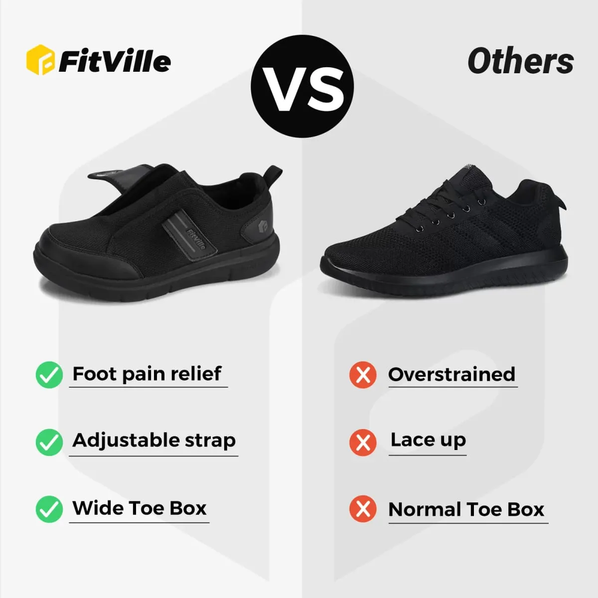 FitVille Diabetic Shoes for Men Extra Wide Hook and Loop Walking Shoes for Elderly for Swollen Feet Foot Pain Relief Neuropathy — image 6