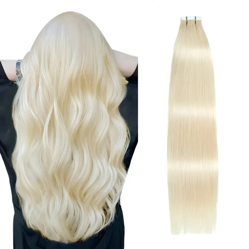 Invisible Tape in Hair Extensions Real Remy Hair Hair Extensions for Women Ash Blond mixed Platinum Blond Straight Hairpieces