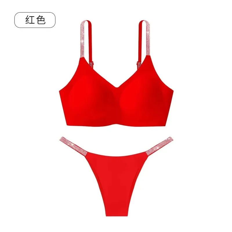 Leopard Print Rhinestone Sexy Bra Set Women Bralette Girls Underwear Brassiere Fashion Thong Gather Bras Lingerie Panty Sets — image 10