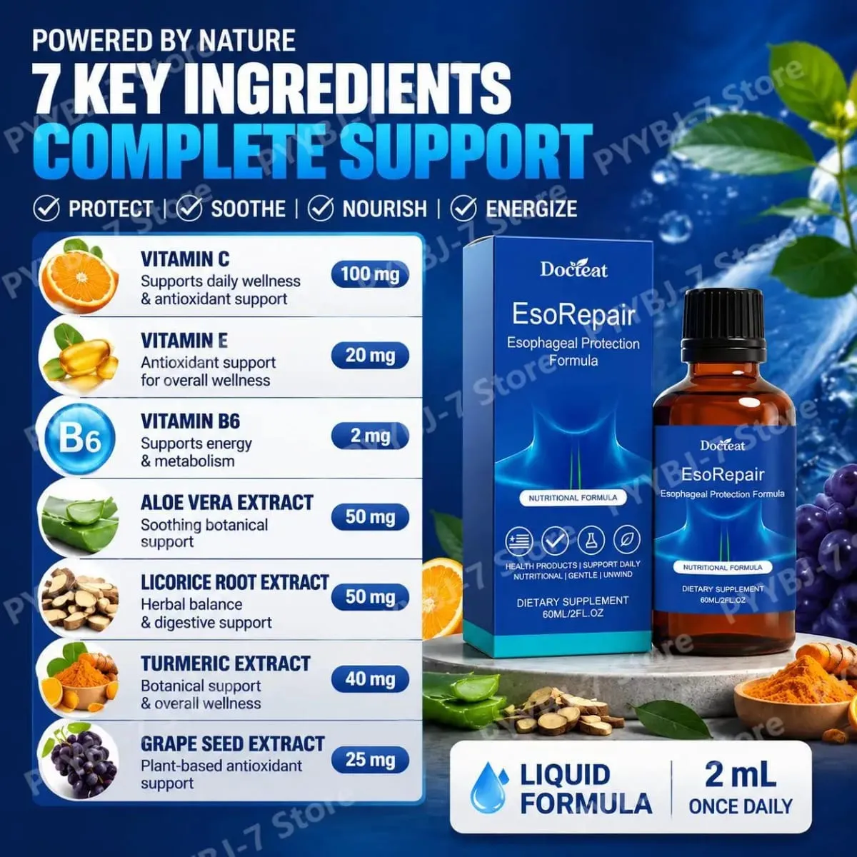Digestive & Gut SupportอาหารเสริมLiquidสมุนไพรผสมวิตามินAloe Vera Turmeric Grape Seed 60Ml Gut Health — image 5