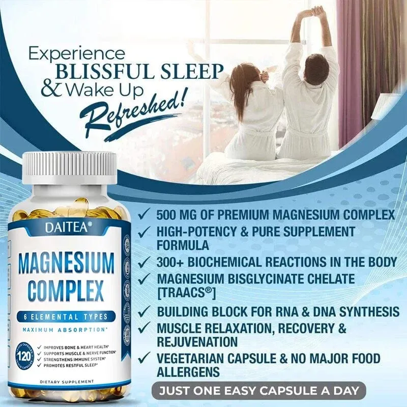 Magnesium Complex Capsules - Muscle and Cardiovascular Health Supplement Sleep Stress and Anxiety Formula — image 3