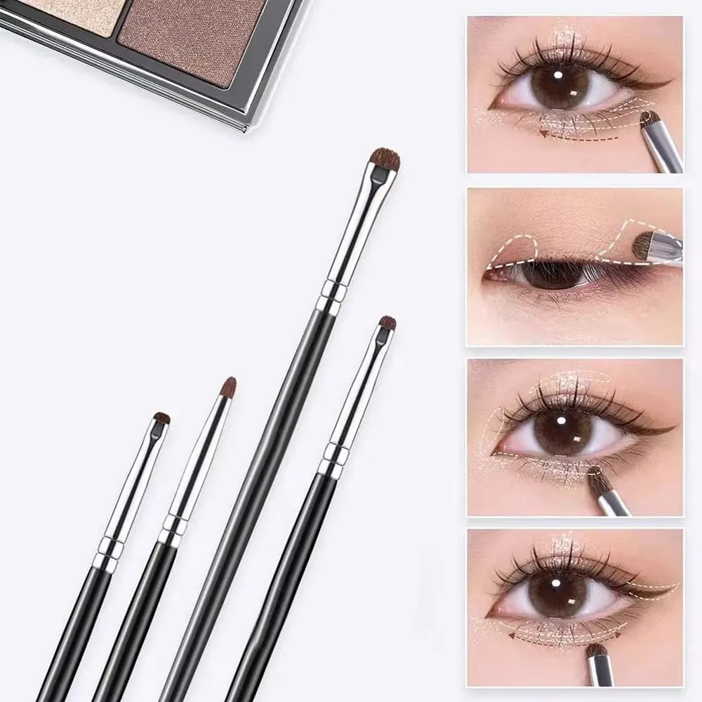 Juego de 4 brochas para sombra de ojos exquisitas y compactas hechas de crin para una mezcla precisa; Pincel Delineador de Ojos; Brocha correctora — image 3