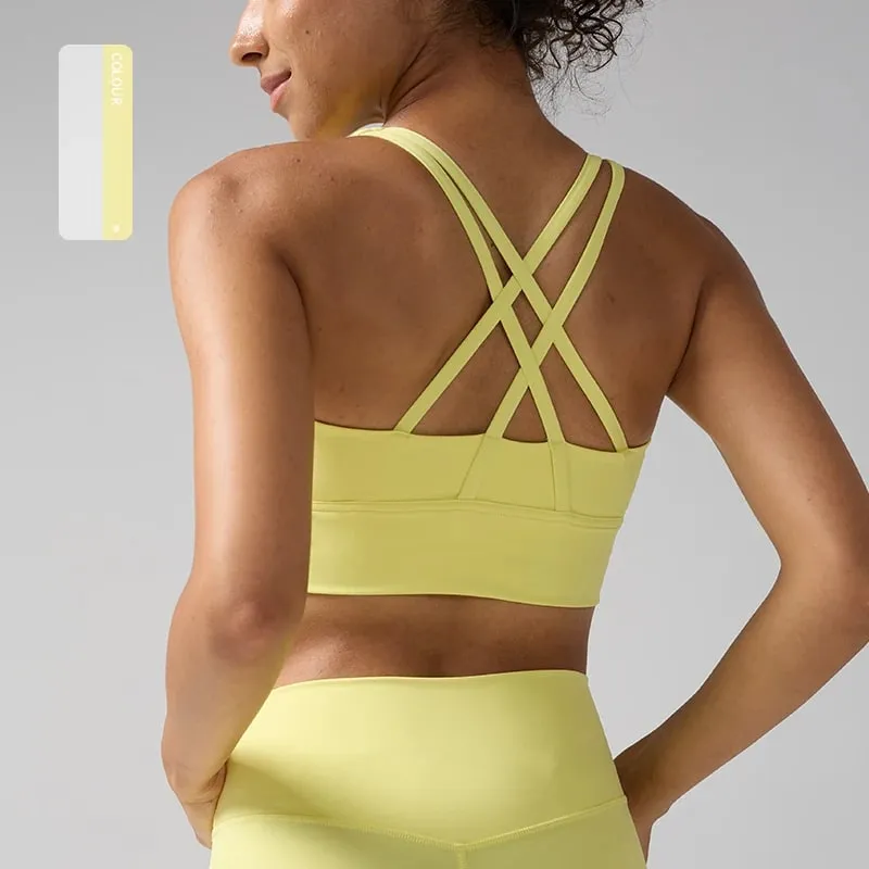 Solid Color Women Women Fitness Yoga Bras Race Back Sports Bras Nylon Top Women Bra Sexy Breathable Underwear For Women Gym — image 19