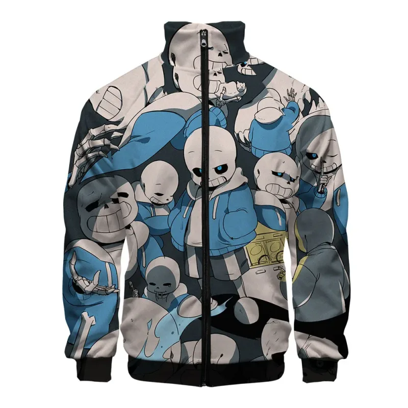 Luxury Popular Sans Undertale 3D Print Zipper Raglan Jacket Windbreaker Boys/Girls Comfortable Stand Collar Jackets Coats — image 16
