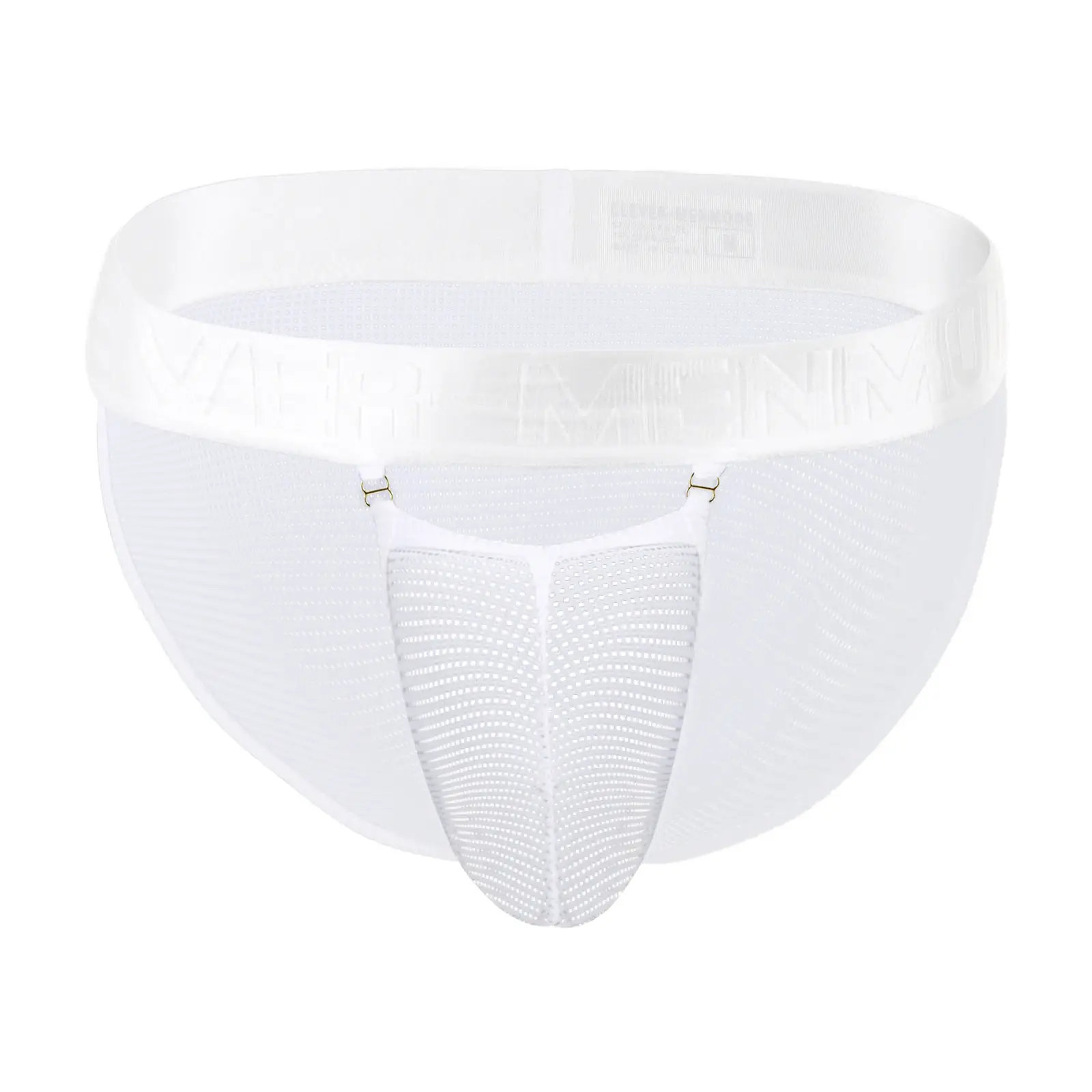 Briefs Men Underwear Hollow Pouch Mesh Underpants Man High-cut Wide Waistband Brief Metal Buckle Decor — image 5