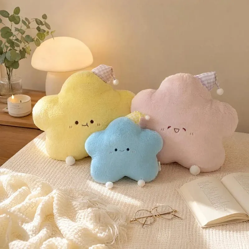40-60Cm Bantal Mewah Bintang Lucu dengan Topi Tidur Bantal Boneka Bintang Lucu Bantal Sofa Berbulu Lembut Bantal Lempar Kamar Tidur Anak Perempuan Dekorasi Rumah — image 7