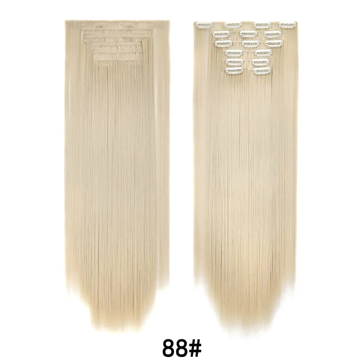 24 Inch 6PCS Clip In Hair Extensions Straight Synthetic Hair Extensions Dark Brown Long Natural Looking Hair Piece for Women