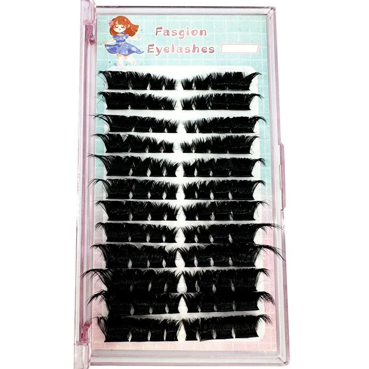 Nový hustý Fluffy Single Mix 3D Segmented Natural Minkr Prodlužování řas Fox Eye Effect LashesClusteIndividual umělé řasy — image 2
