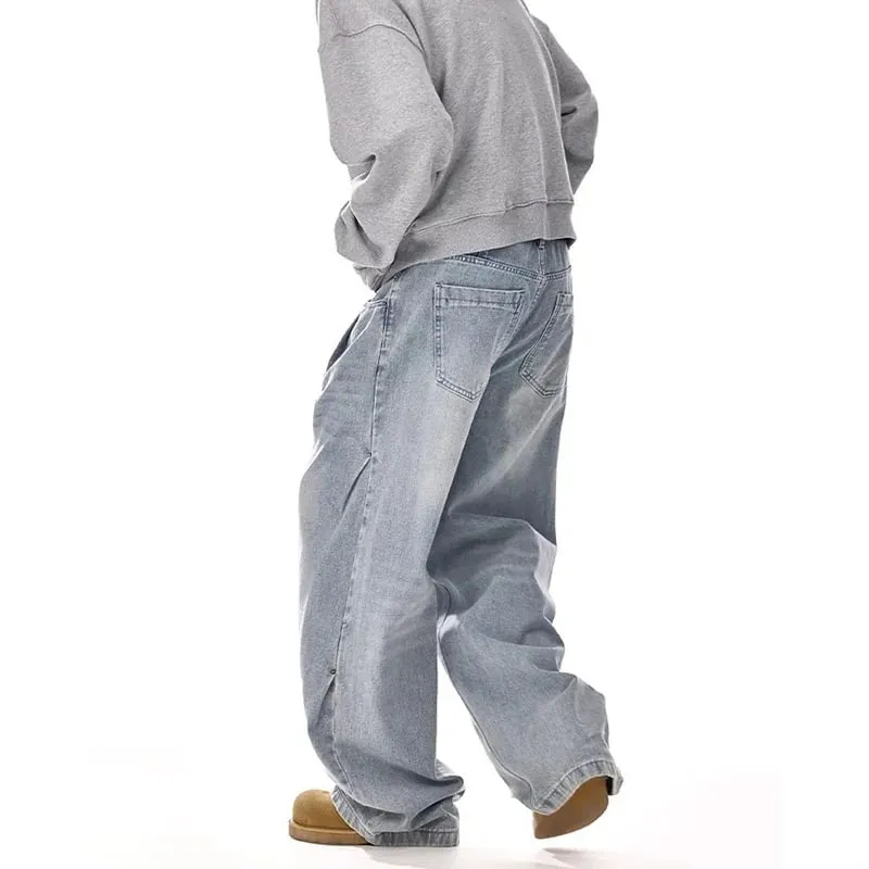 New Korean Retro Men'S Jeans High Street Straight Leg Pants Loose Casual Jeans Fashion Wide Leg Pants — image 5
