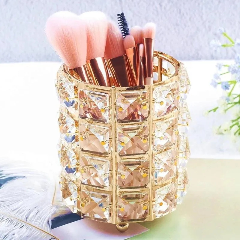 New Crystal Storage Cup Makeup Brush Eyebrow Pencil Storage Bottle Jewelry Storage Container European Cosmetics Storage Box — image 5
