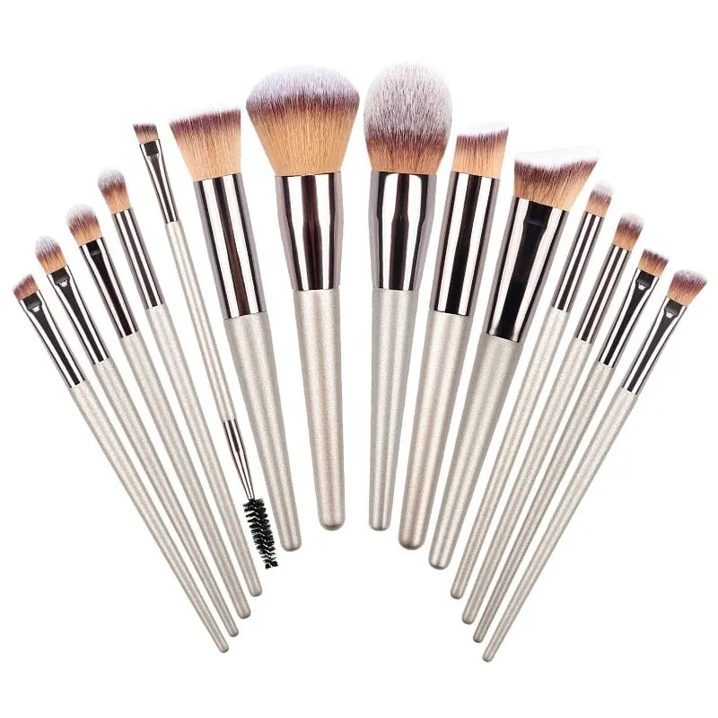 4/10/14/20PCS Champagne Gold Makeup Brush Set Foundation Powder Eyeshadow Blush Eyebrow Lip Brushes — image 4