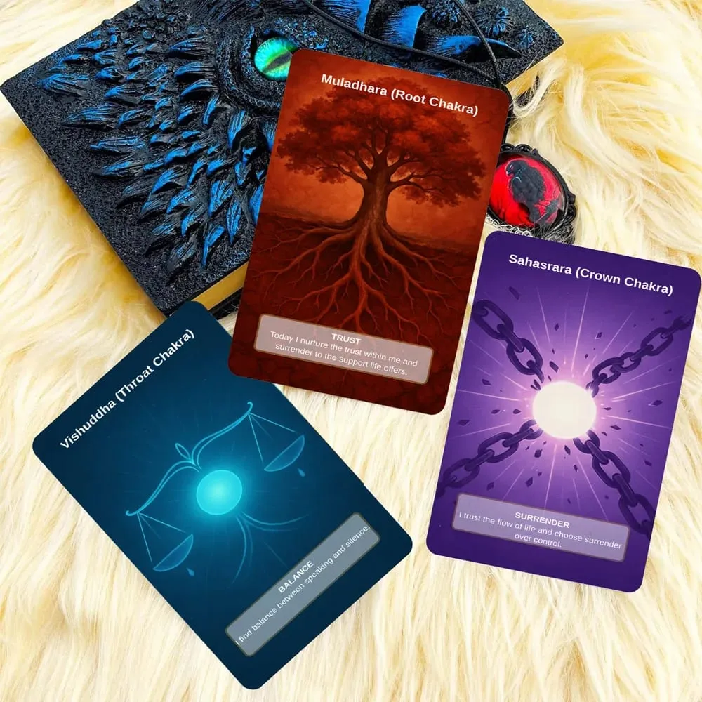 50 Card Deck Includes 1 Instructional Cards Chakra Intention Oracle Self-Connection & Energy Adjustment Practices