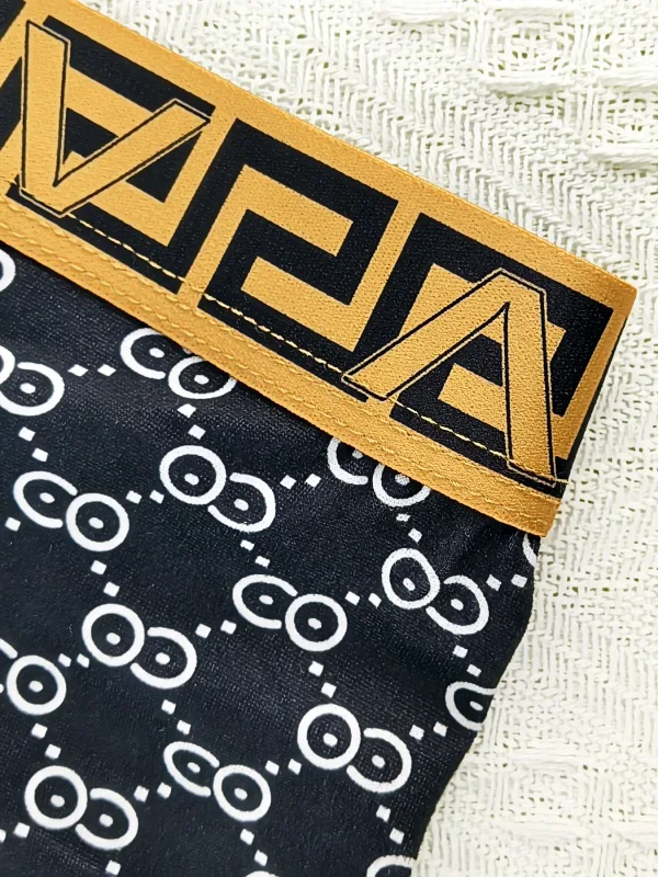 Férfi 4 részes poliészter boxer szett - luxus geometriai és monogram mintás, többszínű fehérnemű — image 4