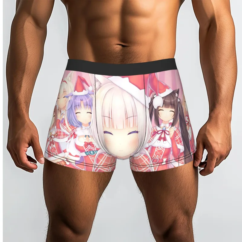 أنيمي N-Nekopara الشوكولاته الفانيليا الملابس الداخلية الرجال المطبوعة لعبة سراويل داخلية للرجال السراويل سراويل داخلية لينة