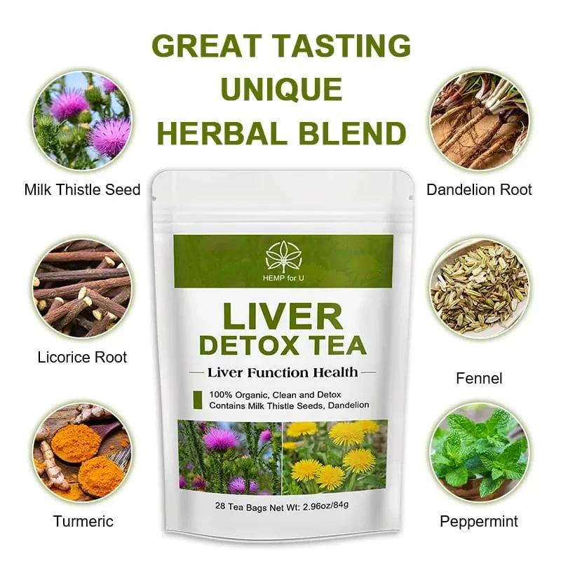 Detoks Hati Sokongan Herba Semulajadi dan Organik Membersihkan Teh Detoks Haba untuk Membaiki Sistem Metabolisme Lemak Badan