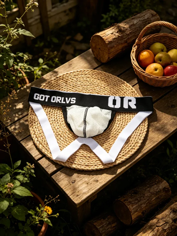 Mens G String ชุดชั้นในตาข่าย Contrast พิมพ์จดหมายเอวยางยืดกว้าง 3D Contour U กระเป๋าตาข่ายวัสดุที่มีความซับซ้อน