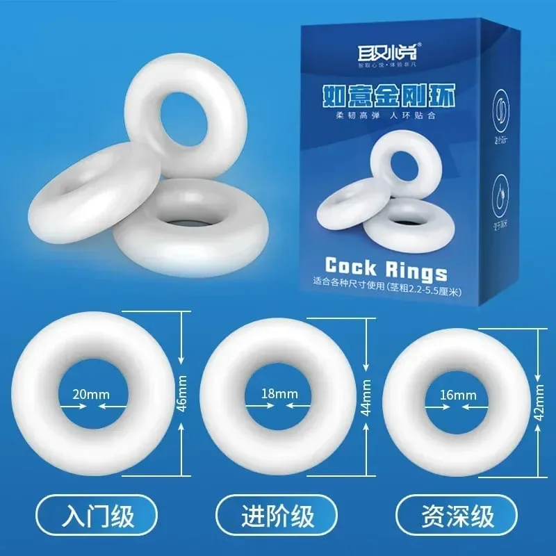 3pcs 남근 수탉 반지 남자를위한 성인 용품 18 + 지연 사정 성인 섹스 토이 초보자를위한 다기능 오래 지속되는 Cockring